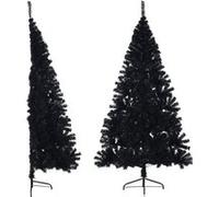 vidaXL Demi sapin de Noël artificiel avec support Noir 180 cm PVC