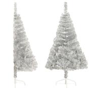 Demi Sapin de Noël Artificiel avec Support Décoration de Noël Ornement de Vacances Décoration de Fête Salle de Séjour Argenté 150 cm PET