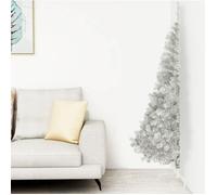 vidaXL Demi sapin de Noël artificiel avec support argenté 210 cm PET 344698