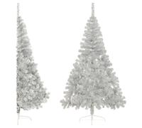 vidaXL Demi sapin de Noël artificiel avec support Argenté 240 cm PVC