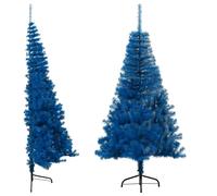 vidaXL Demi sapin de Noël artificiel avec support Bleu 180 cm PVC