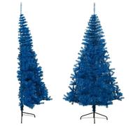 vidaXL Demi sapin de Noël artificiel avec support Bleu 210 cm PVC