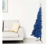 vidaXL Demi sapin de Noël artificiel avec support Bleu 240 cm PVC 344684