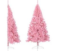 vidaXL Demi Sapin de Noël Artificiel avec Support Décoration de Noël Ornement de Vacances Décoration de Fête Salle de Séjour Rose 180 cm PVC rose G