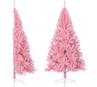 vidaXL Demi sapin de Noël artificiel avec support Rose 240 cm PVC