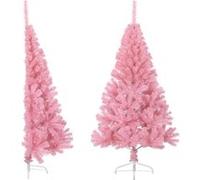 Demi Sapin de Noël Artificiel avec Support Décoration de Noël Ornement de Vacances Décoration de Fête Salle de Séjour Rose 150 cm PVC