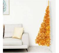 vidaXL Demi sapin de Noël artificiel avec support doré 240 cm PET 344694