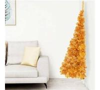 vidaXL Demi sapin de Noël artificiel avec support Doré 240 cm PVC