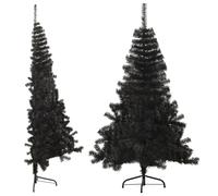vidaXL Demi sapin de Noël artificiel avec support Noir 120 cm PVC