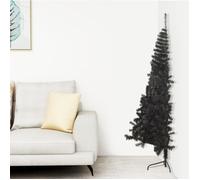 vidaXL Demi sapin de Noël artificiel avec support Noir 180 cm PVC 344677