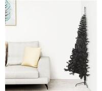 vidaXL Demi sapin de Noël artificiel avec support Noir 180 cm PVC