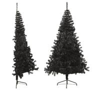 vidaXL Demi sapin de Noël artificiel avec support Noir 240 cm PVC