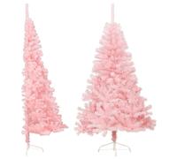 vidaXL Demi sapin de Noël artificiel avec support Rose 180 cm PVC