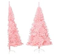vidaXL Demi Sapin de Noël Artificiel avec Support Rose 210 cm PVC