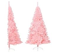 vidaXL Demi Sapin de Noël Artificiel avec Support Rose 240 cm PVC