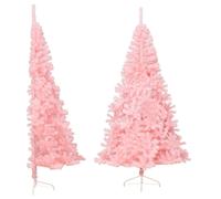 vidaXL Demi sapin de Noël artificiel avec support Rose 240 cm PVC