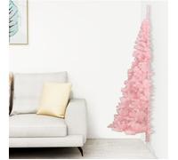 vidaXL Demi Sapin de Noël Artificiel avec Support Décoration de Noël Ornement de Vacances Décoration de Fête Salle de Séjour Rose 240 cm PVC rose G