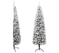 vidaXL Demi sapin de Noël artificiel mince avec neige floquée 180 cm
