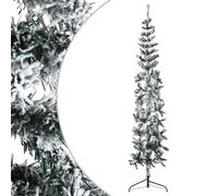 vidaXL Demi Sapin de Noël Artificiel Mince avec Neige Floquée Arbre de Noël Décoration de Vacances Ornement de Noël Décoration de Fête Argenté 240 cm