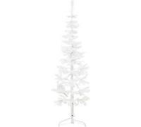 Demi sapin de Noël artificiel mince avec support Blanc 120 cm