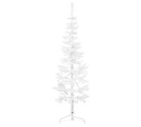 vidaXL Demi sapin de Noël artificiel mince avec support Blanc 180 cm