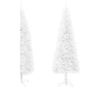 vidaXL Demi sapin de Noël artificiel mince avec support Blanc 240 cm