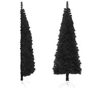 vidaXL Demi sapin de Noël artificiel mince avec support Noir 180 cm