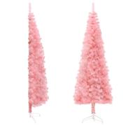 Kunstkerstboom half met standaard smal 120 cm roze344569
