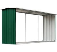 vidaXL Dépôt de bois de chauffage Acier galvanisé 330 x 92 x 153 cm Vert