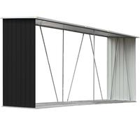 vidaXL Dépôt de bois de chauffage Acier galvanisé 330x84x152 cm Anthracite