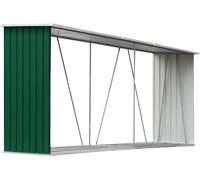 vidaXL Dépôt de bois de chauffage Acier galvanisé 330x84x152 cm Vert