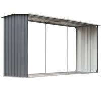 vidaXL Dépôt de bois de chauffage en acier galvanisé 330 x 92 x 153 cm Gris