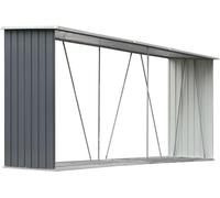 vidaXL Dépôt de bois de chauffage en acier galvanisé 330x84x152 cm Gris