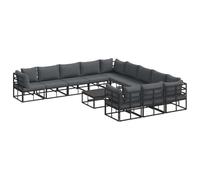 Vidaxl Ensemble De Canapé De Jardin 12 Pcs Noir 70 X 70 X 32 Cm