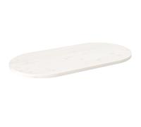 vidaXL Dessus de table blanc 100x50x2,5 cm bois de pin massif ovale