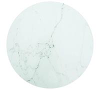 vidaXL Dessus de table Ø50×0,8 cm Verre trempé Design marbre Blanc