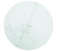 vidaXL Dessus de table Blanc Ø60x0,8 cm Verre trempé design de marbre