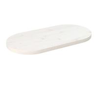 vidaXL Dessus de table, plateau de bureau de remplacement, bois pin massif ovale, blanc 60x30x2,5 cm