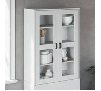 vidaXL Dessus pour Buffet, Armoire avec Étagères et Portes Vitrées, Meuble de Rangement Salon Chambre, Industriel, Blanc 374941