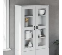 vidaXL Dessus pour Buffet, Armoire avec Étagères et Portes Vitrées, Meuble de Rangement Salon Chambre, Industriel, Blanc 374941