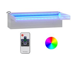 vidaXL Déversoir pour Cascade avec LED Fontaine de Piscine Cascade d'Etang de Jardin Décoration d'Extérieur Fontaine Terrasse RVB INOX 30 cm