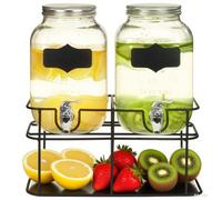 vidaXL Distributeur de Boisson, Lot de 2, Volume de Chaque : 4 Litres, Support, Robinet, Transparent, Idéale pour Maison et événements DescriptionAjoutez un charme vintage à votre cuisine et coin bar 