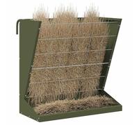 vidaXL Distributeur de Foin Vert Olive 71 x 33 x 70 cm, Jardin et terrasse, Design rectangulaire, Style Industriel, Crochets Robustes, accoudoirs Ajustables, matériaux résistants à l'eau