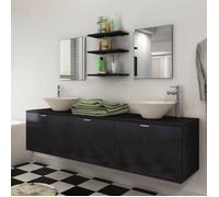 vidaXL Meuble pour salle de bains 10 pièces avec lavabo et robinet noir