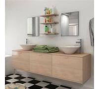 vidaXL Dix pièces pour salle de bains avec lavabo et robinet beige Beige G