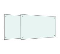 vidaXL Dossiers de cuisine 2 pcs. Blanc 70x40 cm verre trempé