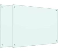 vidaXL Dossiers de cuisine 2 pcs. Blanc 80x60 cm verre trempé