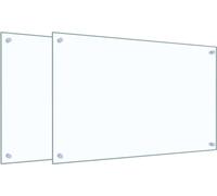 vidaXL Dossiers de cuisine 2 pcs. Transparent 80x50 cm verre trempé