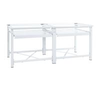 Double socle pour machine à laver - VIDAXL - Étagères coulissantes - Acier blanc - Antidérapant - 200 kg