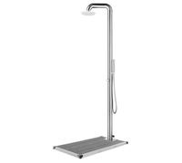vidaXL Douche de jardin avec base gris 230 cm en acier inoxydable
